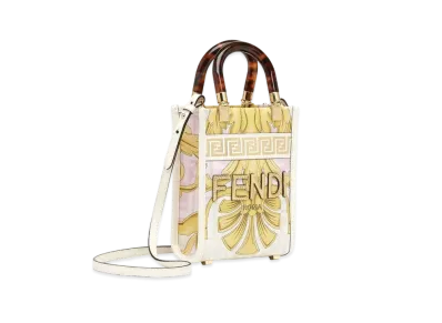 FENDI x Versace Fendace Printed White Leather Mini Bag "White"