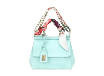 Dolce&Gabbana Sicily Bag Small Dauphine Calfskin Scarf "Blue"