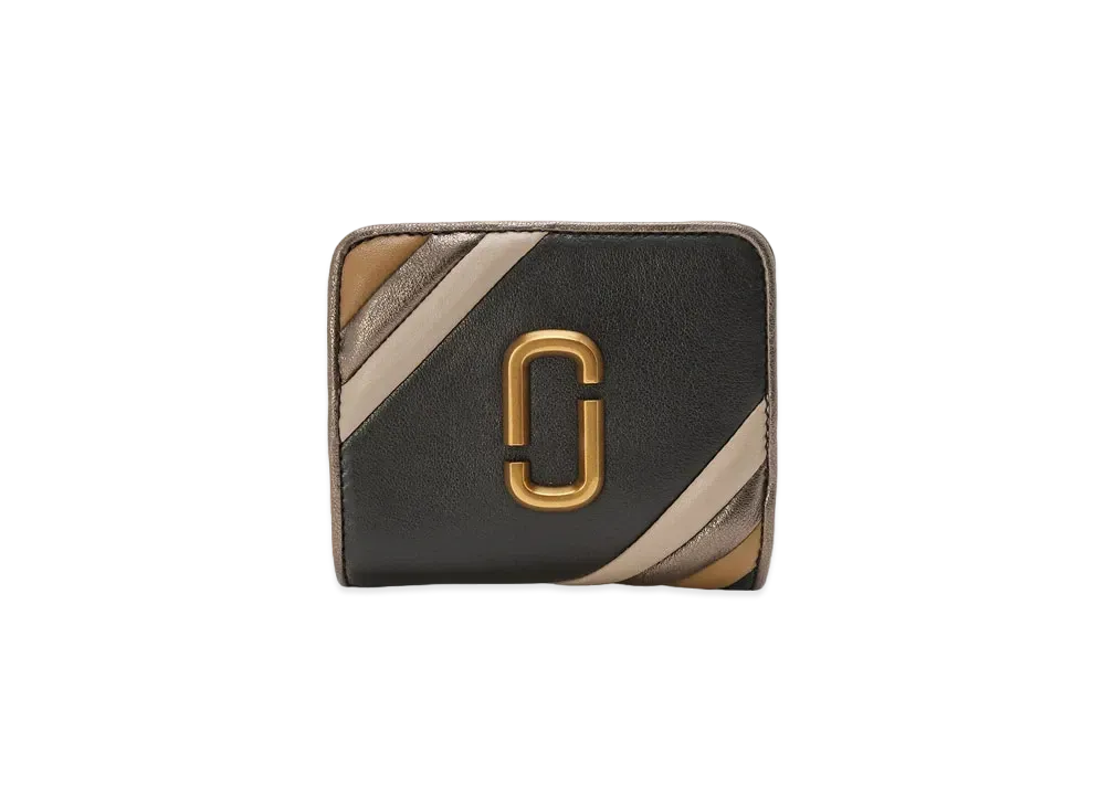 MARC JACOBS The Glam Shot Shiny Mini Compact Wallet "Black Multi"