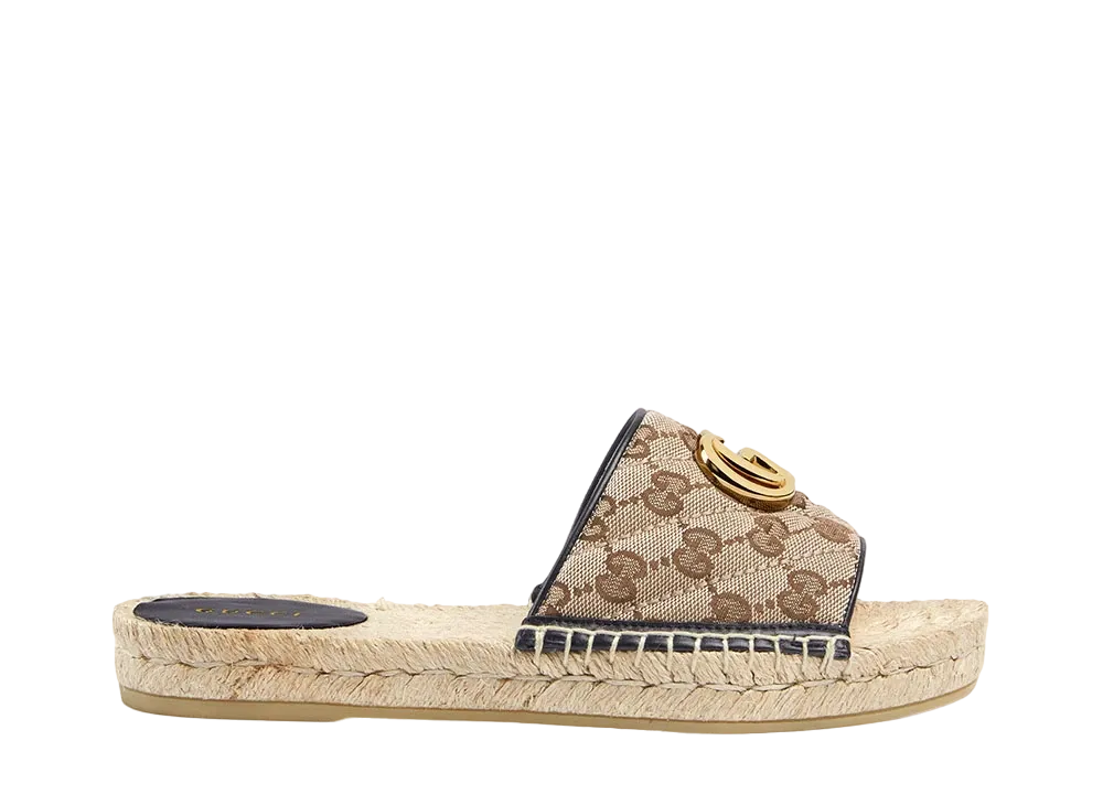 GUCCI Women's GG Matelasse Canvas Espadrille Sandal "Beige/Ebony"