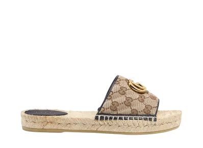 GUCCI Women's GG Matelasse Canvas Espadrille Sandal "Beige/Ebony"