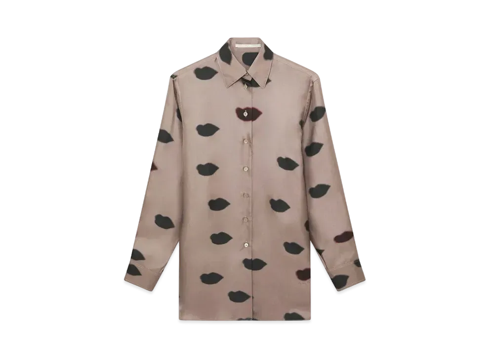 STELLA McCARTNEY Oversized Lips Print Shirt "Ashy Mauve"