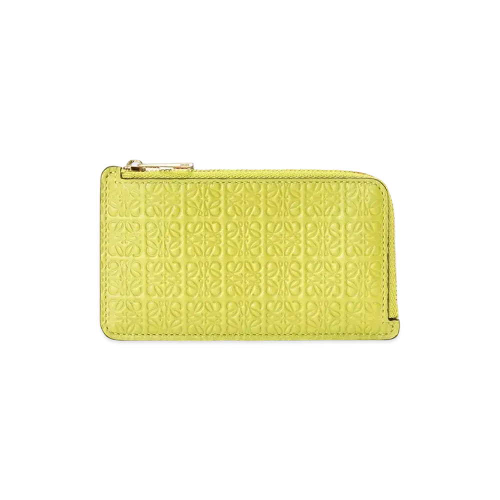 LOEWE Repeat Coin Cardholder In Embossed Silk Calfskin "Lime Yellow"