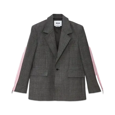 MSGM Tailoring Wool Prince Of Wales Jacket "Gray"