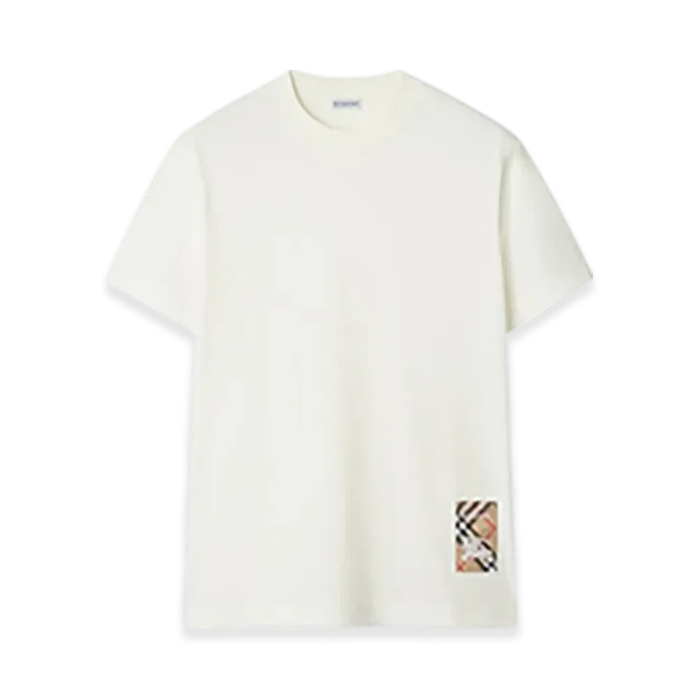 Burberry Check Label Cotton T-shirt "Chalk"
