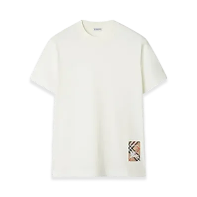 Burberry Check Label Cotton T-shirt "Chalk"