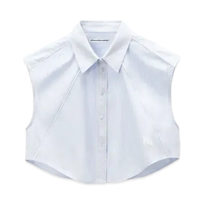 Alexander Wang Cropped Sleeveless Button Up Shirt "Light Blue Stripe"
