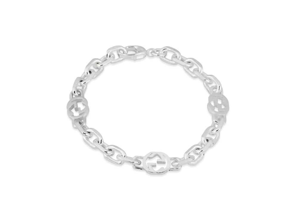 グッチ インターロッキング チェーン ブレスレット "シルバー" 620798 J8400 8106