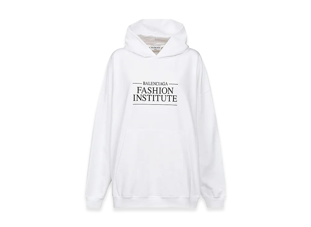 BALENCIAGA Women's Printed Organic Cotton Hoodie "White"