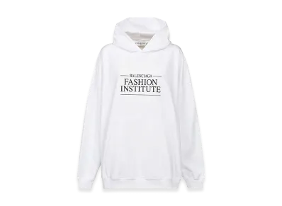 BALENCIAGA Women's Printed Organic Cotton Hoodie "White"