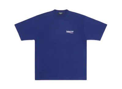 BALENCIAGA MENS Political Campaign T-shirt Large Fit "Pacific Blue"