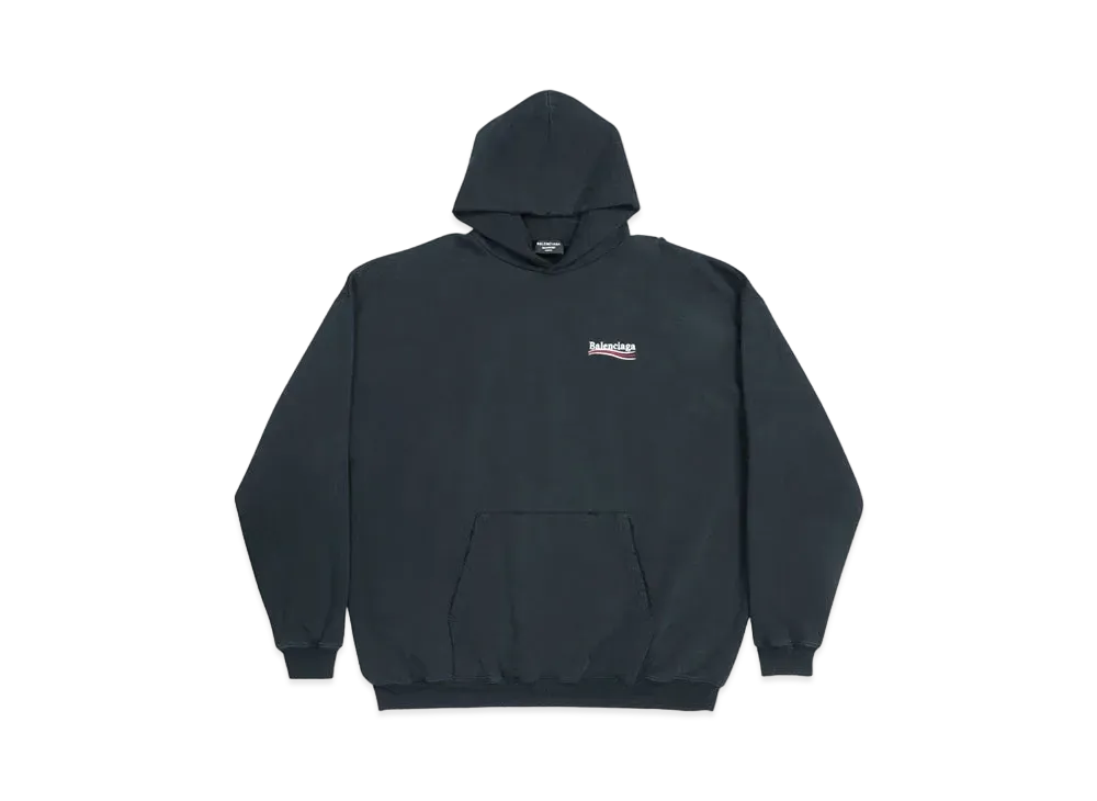 BALENCIAGA MENS Political Campaign Hoodie Large Fit "Black/White"