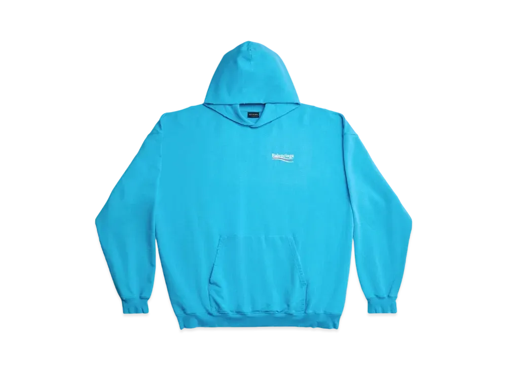 BALENCIAGA Women's Political Campaign Hoodie Large Fit "Blue Sky"