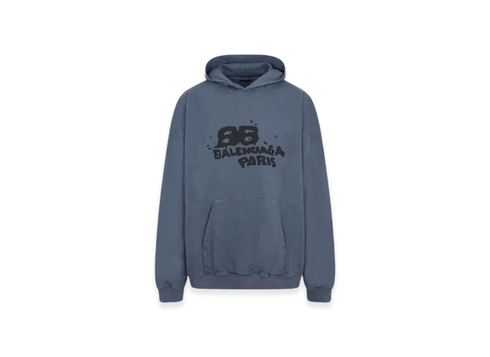 BALENCIAGA Hand Drawn BB Icon Hoodie Large Fit "Blue"