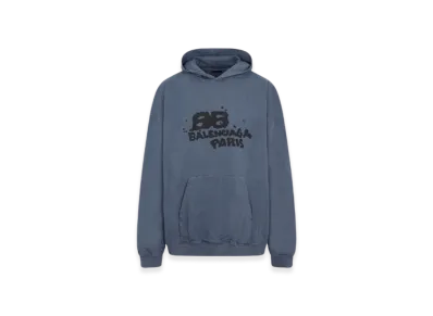 BALENCIAGA Hand Drawn BB Icon Hoodie Large Fit "Blue"