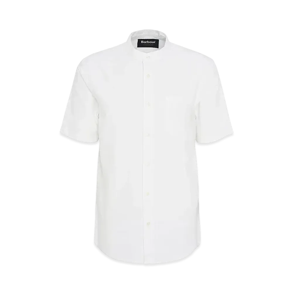 Barbour Gerrard Oxford Band Collar Short Sleeve Shirt (Oversized Fit) "White"