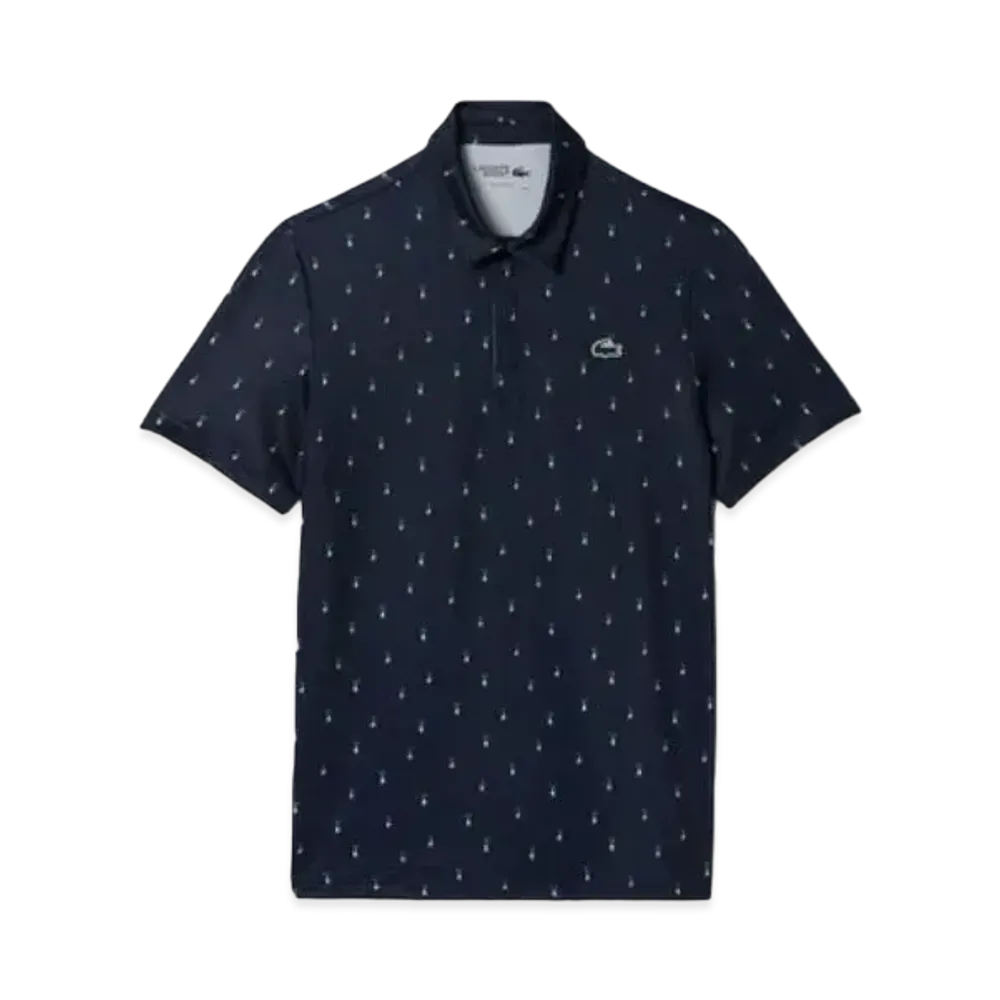 LACOSTE Minimum Allover Print Golf Polo Shirt "Navy"