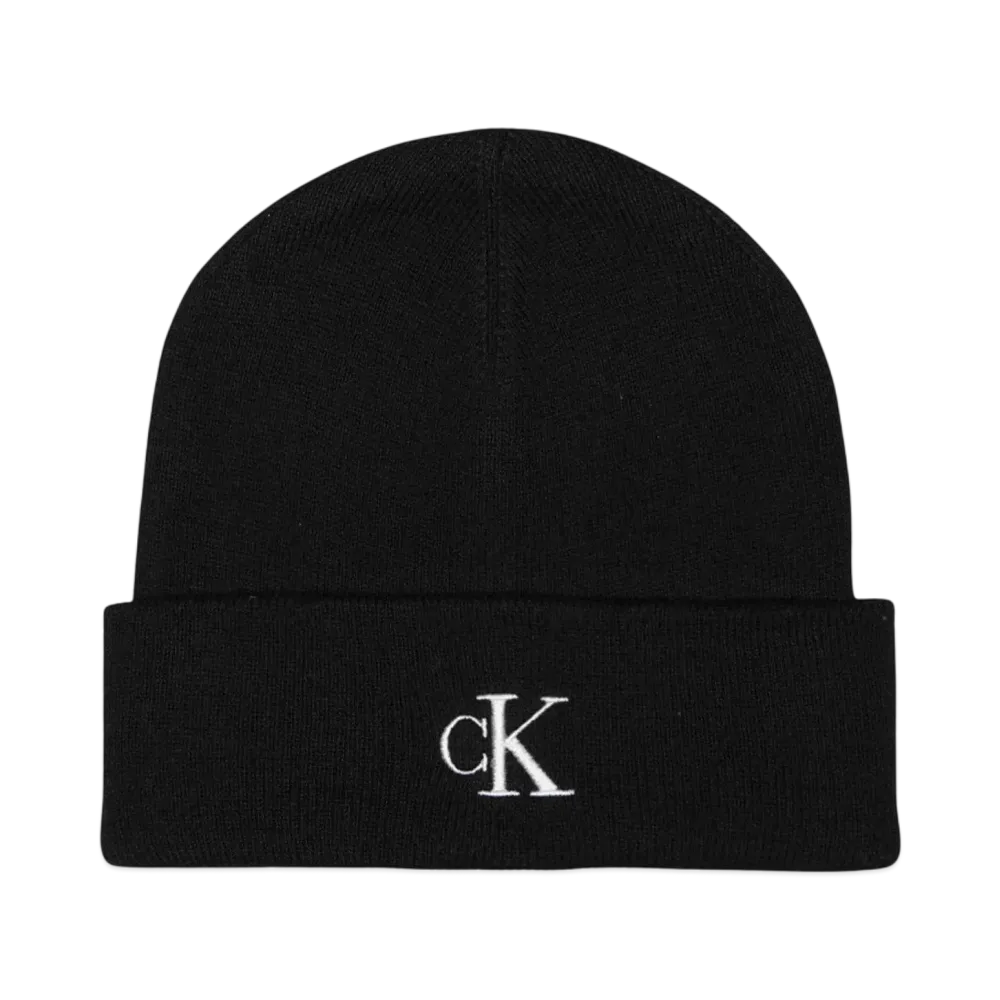 Calvin Klein Jeans MONOGRAM CUFF BEANIES "BLACK"
