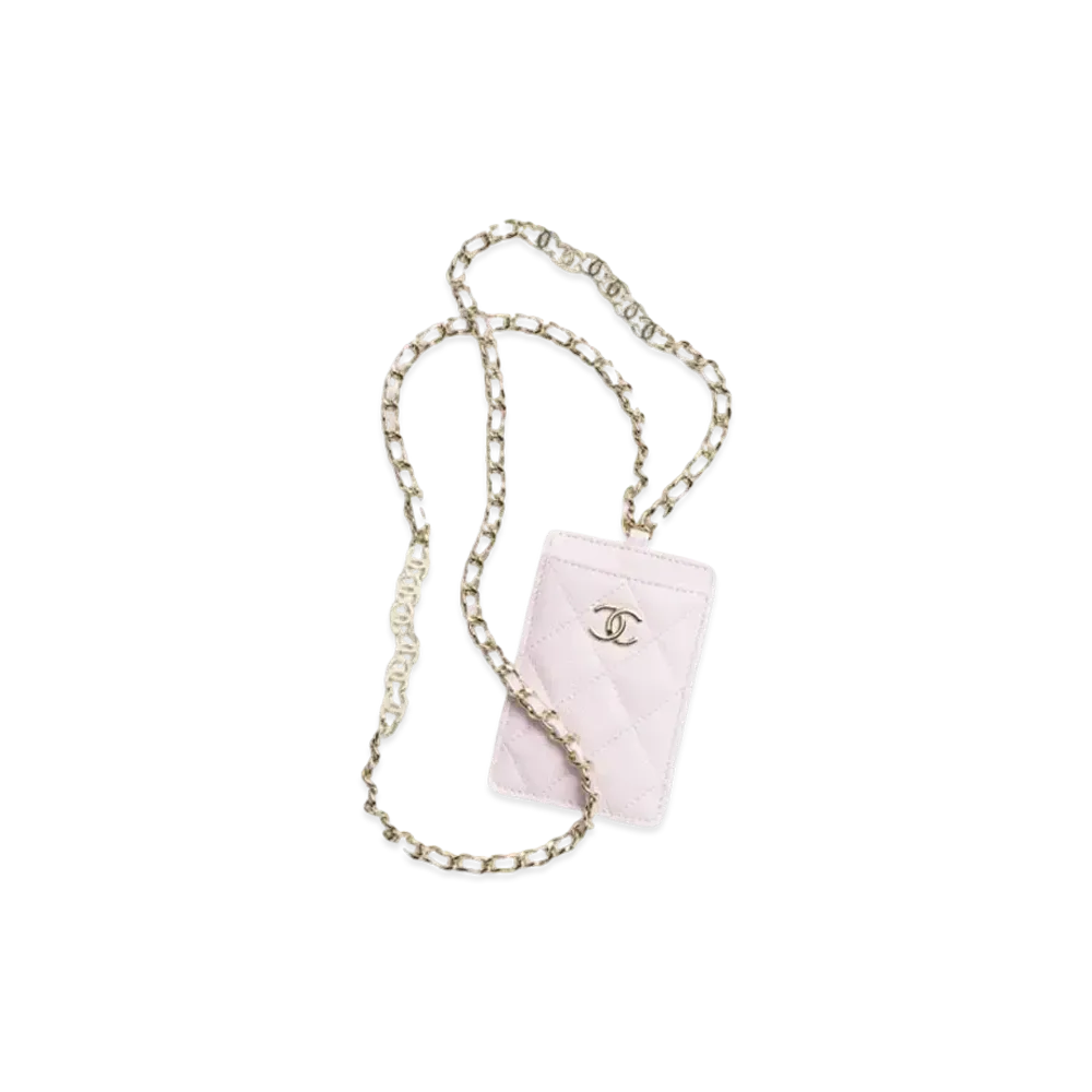CHANEL Card Case Grain Shiny Calfskin "Pink"