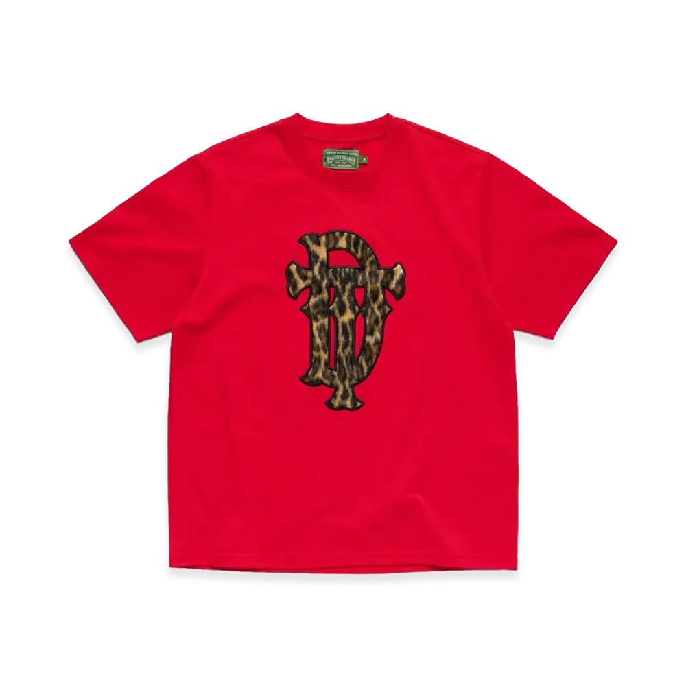 DENIM TEARS Faux Fur Leopard Tee "Red"