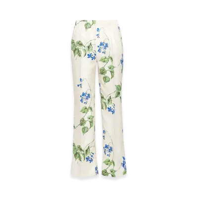 PRADA Women's Printed Twill Pants "Chalk White"