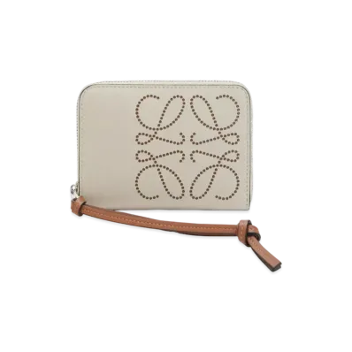 LOEWE 6 Card Zip Wallet In Classic Calfskin "Light Oat / Tan"