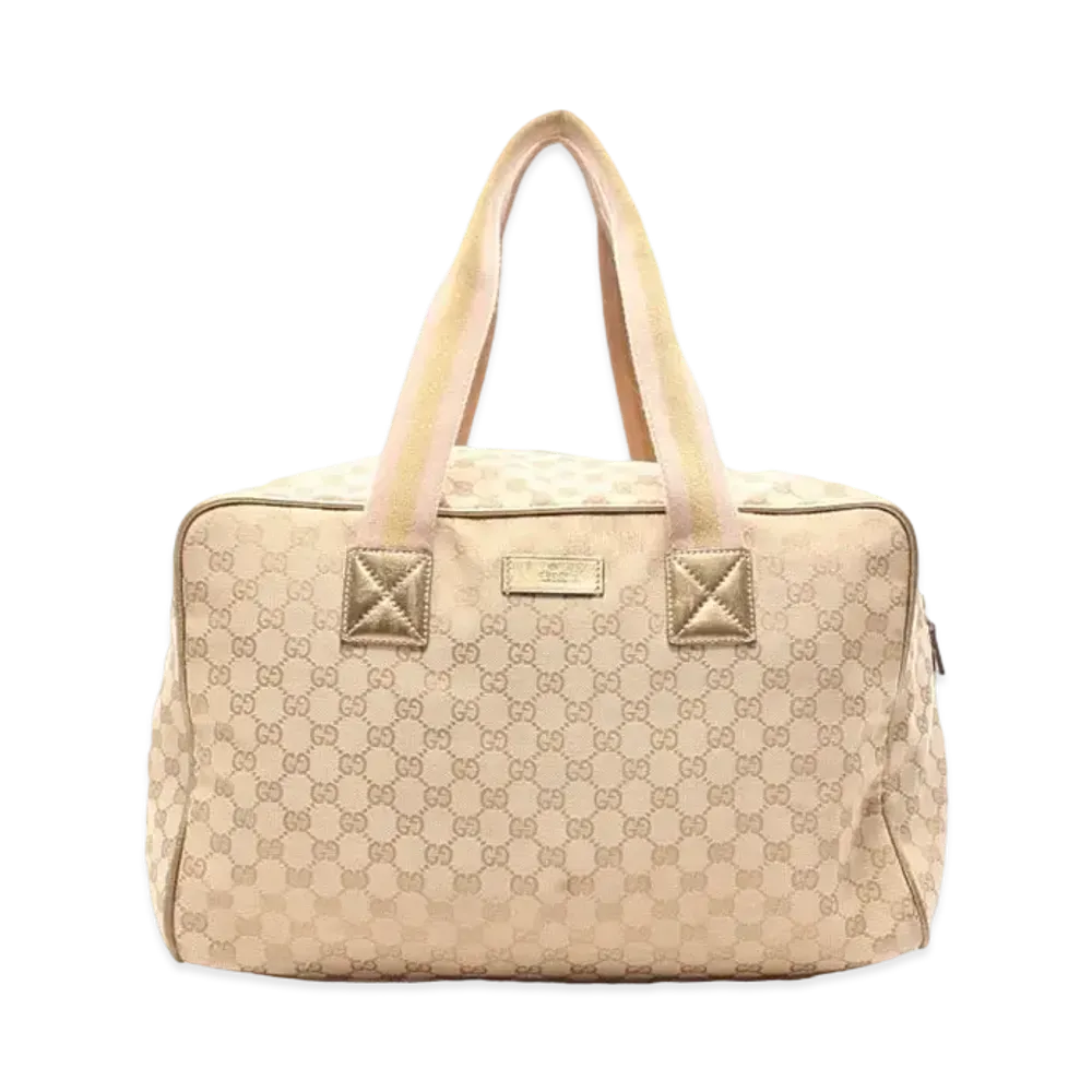 GUCCI GG Canvas Boston Bag "Beige/Gold/Pink"