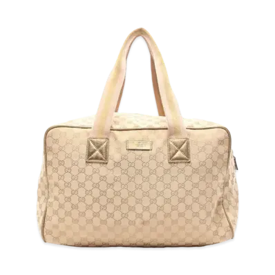 GUCCI GG Canvas Boston Bag "Beige/Gold/Pink"