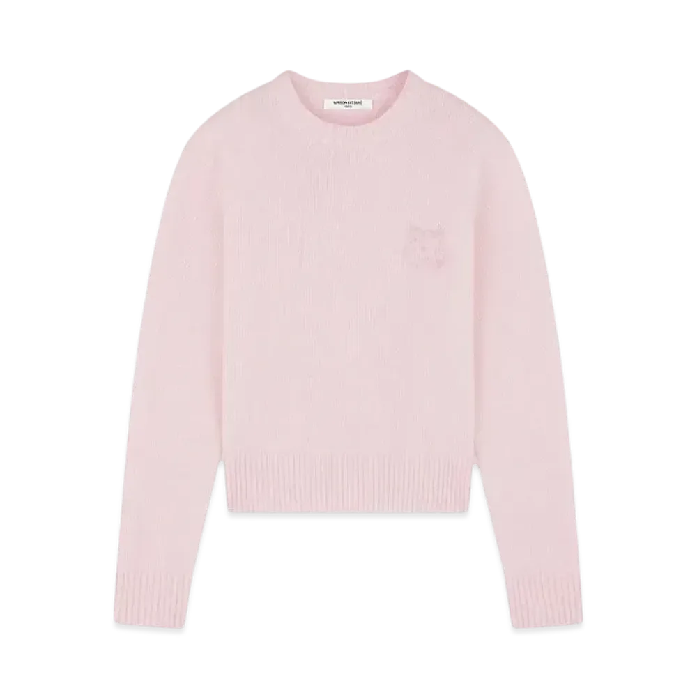 Maison Kitsune Bold Fox Head Embroidered Cropped Jumper "Light Pink"