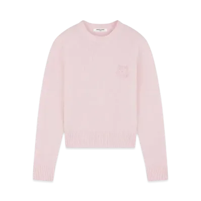 Maison Kitsune Bold Fox Head Embroidered Cropped Jumper "Light Pink"