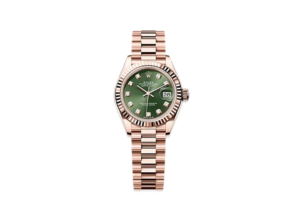 ROLEX Lady-Datejust 28mm Everose Gold 279175 "Olive Green"