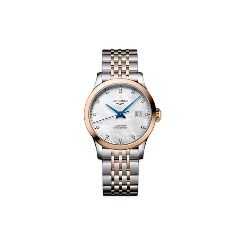 Longines Record Collection 30.00 mm "White Mother-of-Pearl/Stainless Steel/Rose Gold" L2.321.5.87.7