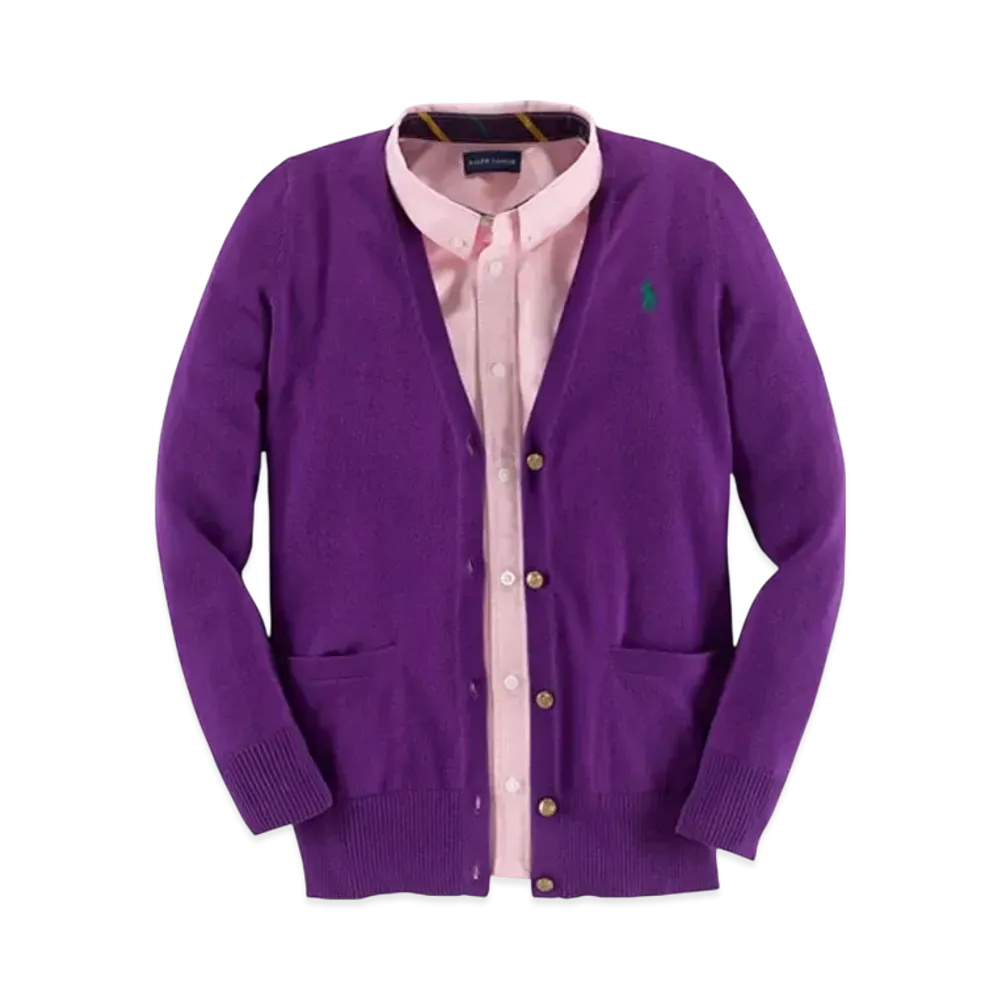 Polo Ralph Lauren Kids Slouchy Cotton Cardigan "Purple"