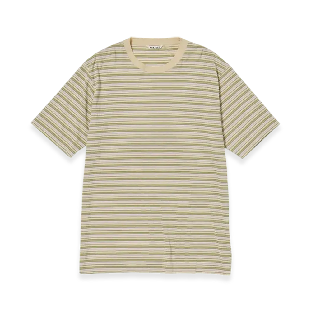 AURALEE Hard Twist Cotton Border T-Shirt "Beige Border"