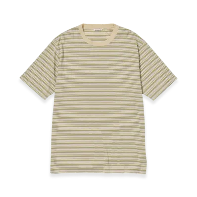 AURALEE Hard Twist Cotton Border T-Shirt "Beige Border"