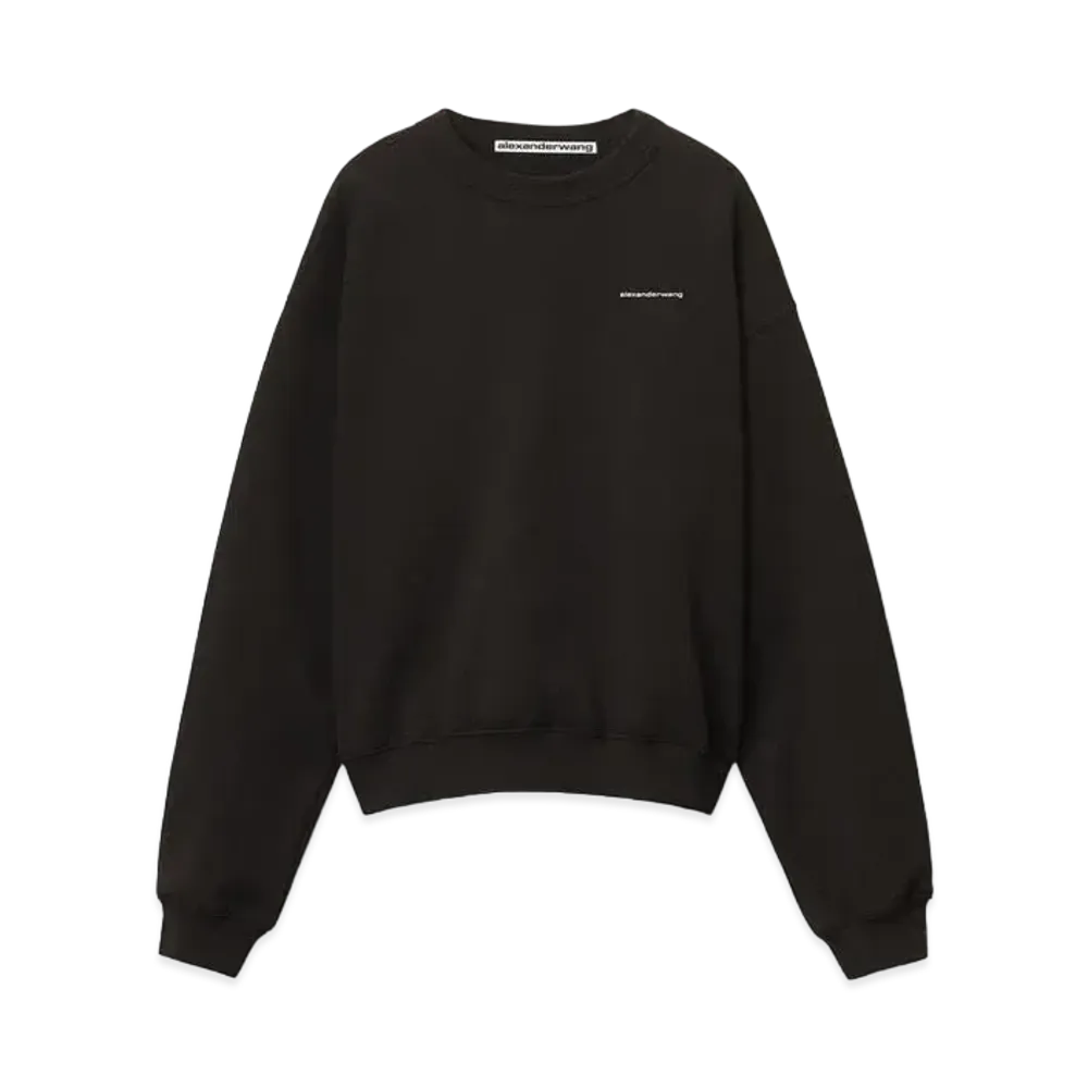 Alexander Wang Dense Fleece Crewneck Pullover "Black"
