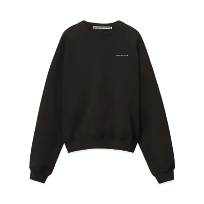 Alexander Wang Dense Fleece Crewneck Pullover "Black"