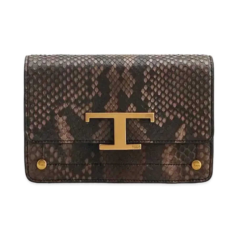 TOD'S Python T Timeless Belt Bag Micro "Brown"