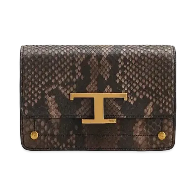 TOD'S Python T Timeless Belt Bag Micro "Brown"