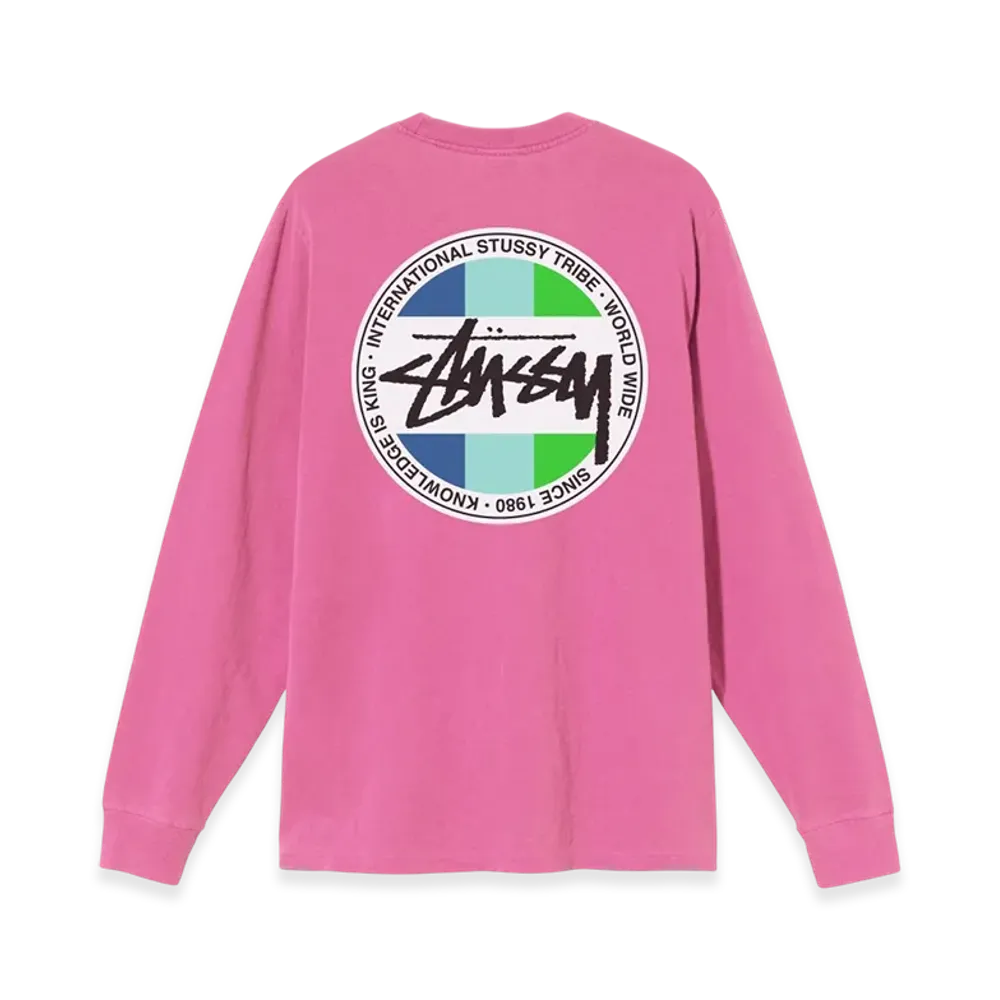 Stussy Classic Dot Dyed LS Tee "Pink"