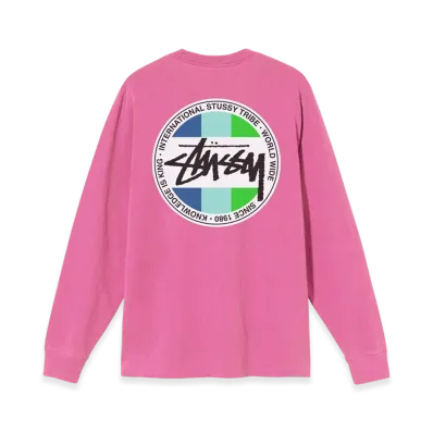 Stussy Classic Dot Dyed LS Tee "Pink"