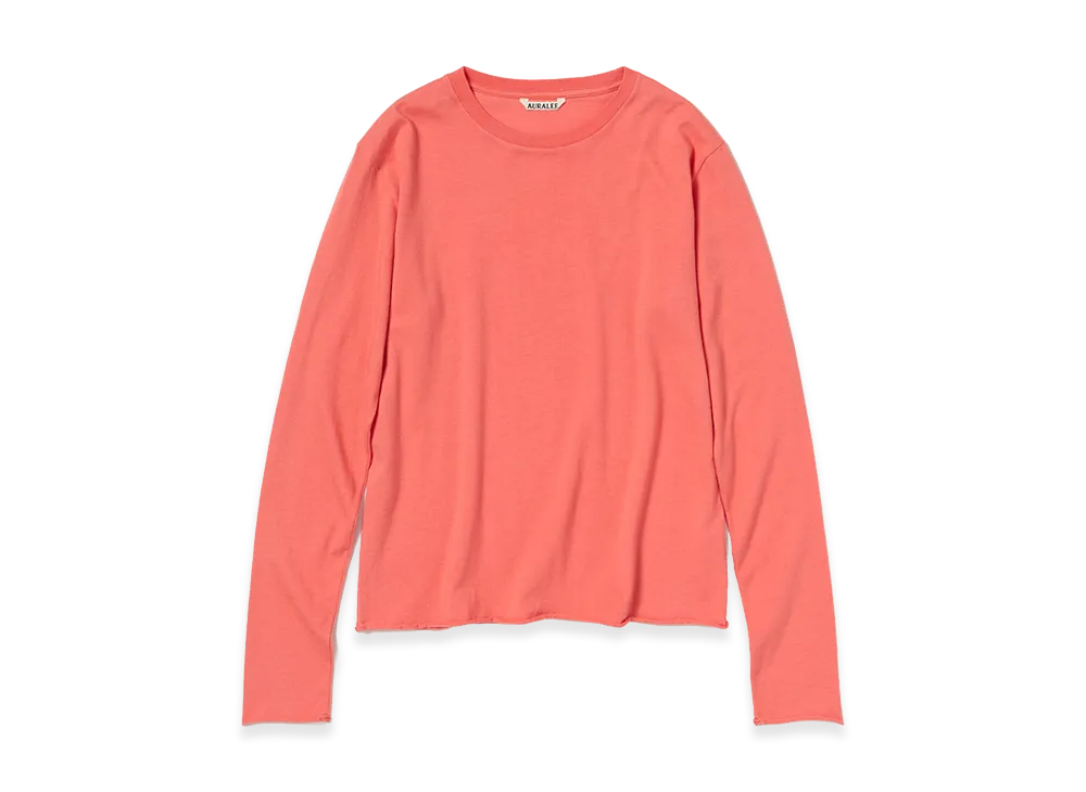 AURALEE Women's Brushed Organic Cotton Cashmere Jersey L/S Tee "Coral Pink"
