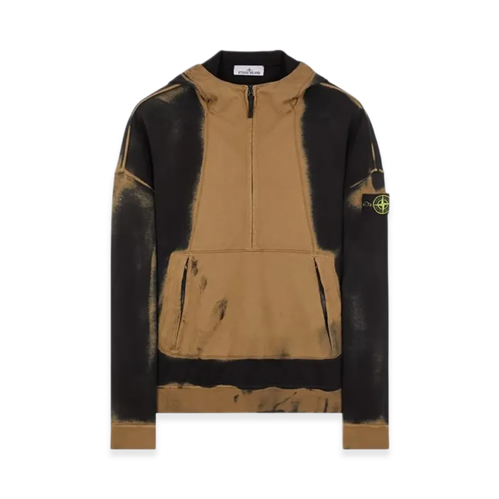 Stone Island 628T2 Hand Sprayed Airbrush Treatment Half Zip Hoodie - 23SS "Dark Beige"