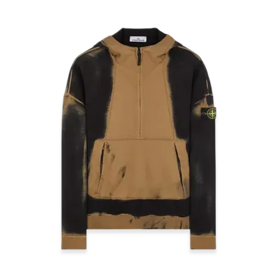 Stone Island 628T2 Hand Sprayed Airbrush Treatment Half Zip Hoodie - 23SS "Dark Beige"