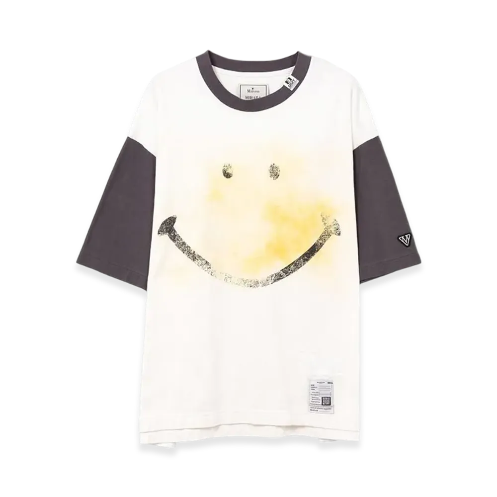 Maison MIHARA YASUHIRO Smily Face Printed Ringer T-Shirt "White"