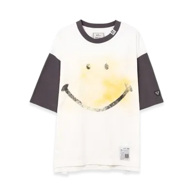 Maison MIHARA YASUHIRO Smily Face Printed Ringer T-Shirt "White"