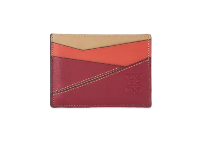 LOEWE Puzzle Plain Cardholder In Classic Calfskin "Deep Red / Dune"