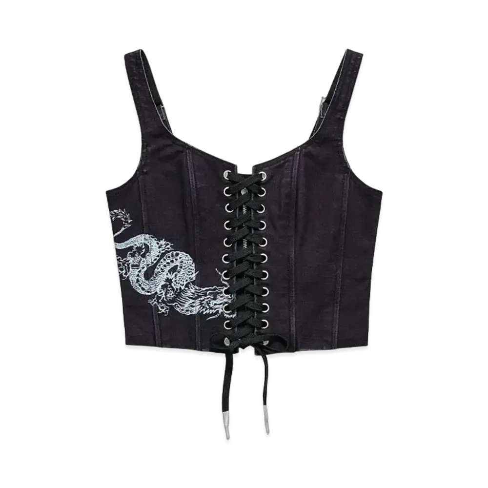 HERON PRESTON x H&M H2 Lace-Up Detail Corset Tops "Denim Black"