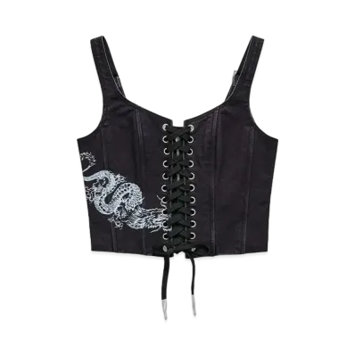 HERON PRESTON x H&M H2 Lace-Up Detail Corset Tops "Denim Black"