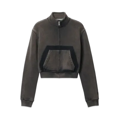 Alexander Wang Cotton Terry Cropped Zip-Up Jacket "Washed Shadow"